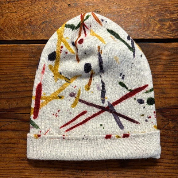 AUTUMN CASHMERE PAINT SPLATTER BEANIE
